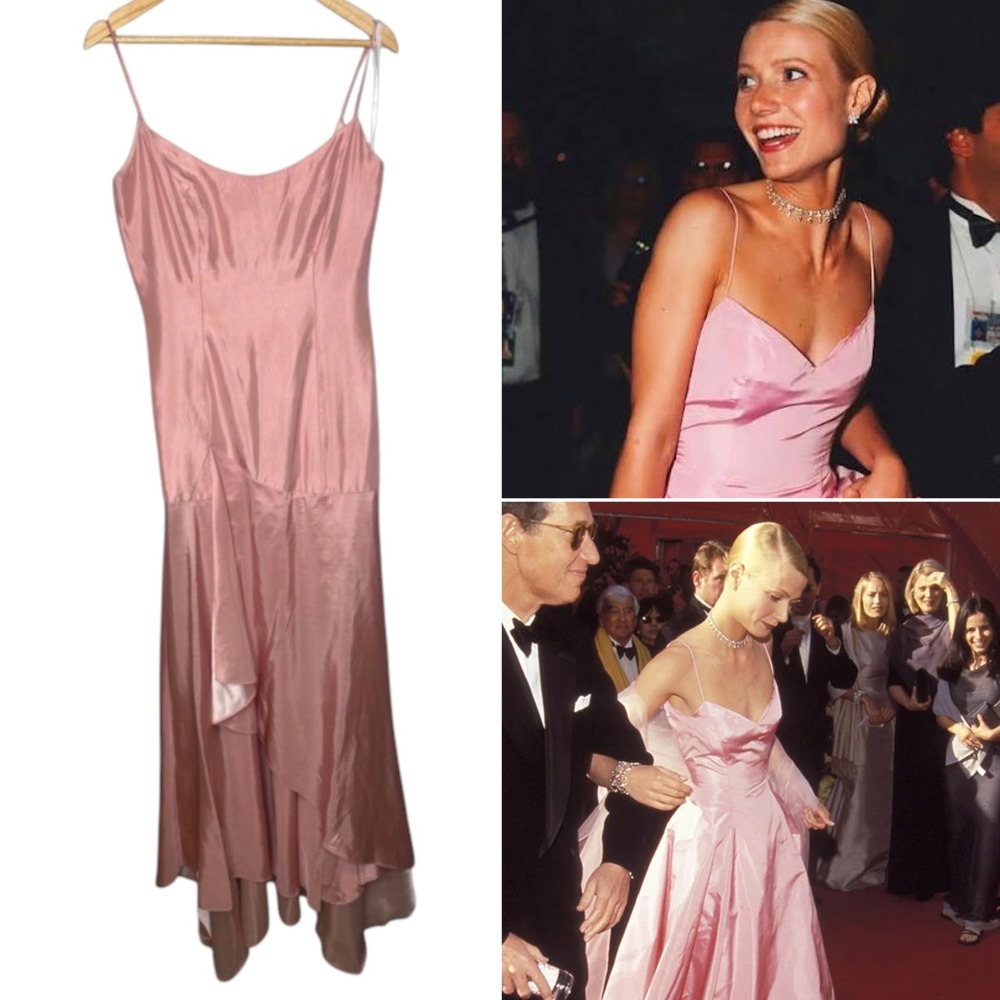 Lazaro Vintage 90s Pink Satin Taffeta Ruffle High Low Gown Dress USA Womens 12